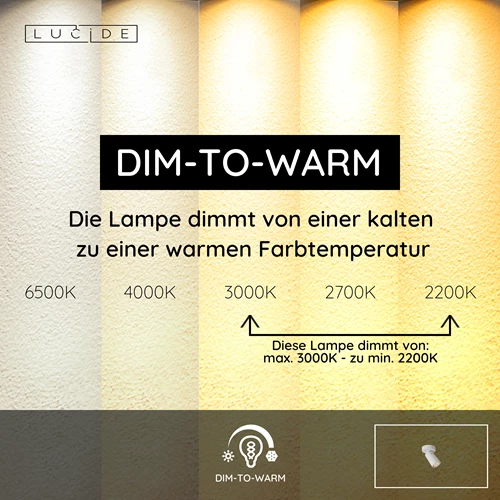 Lucide XYRUS - Deckenstrahler - Ø 9 cm - LED Dim to warm - GU10 - 1x5W 2200K/3000K - Weiß - USP